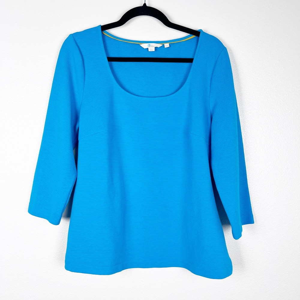 Boden Women's 3/4 Sleeve Scoop Neck Blouse Blue Sz 12